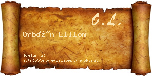Orbán Liliom névjegykártya